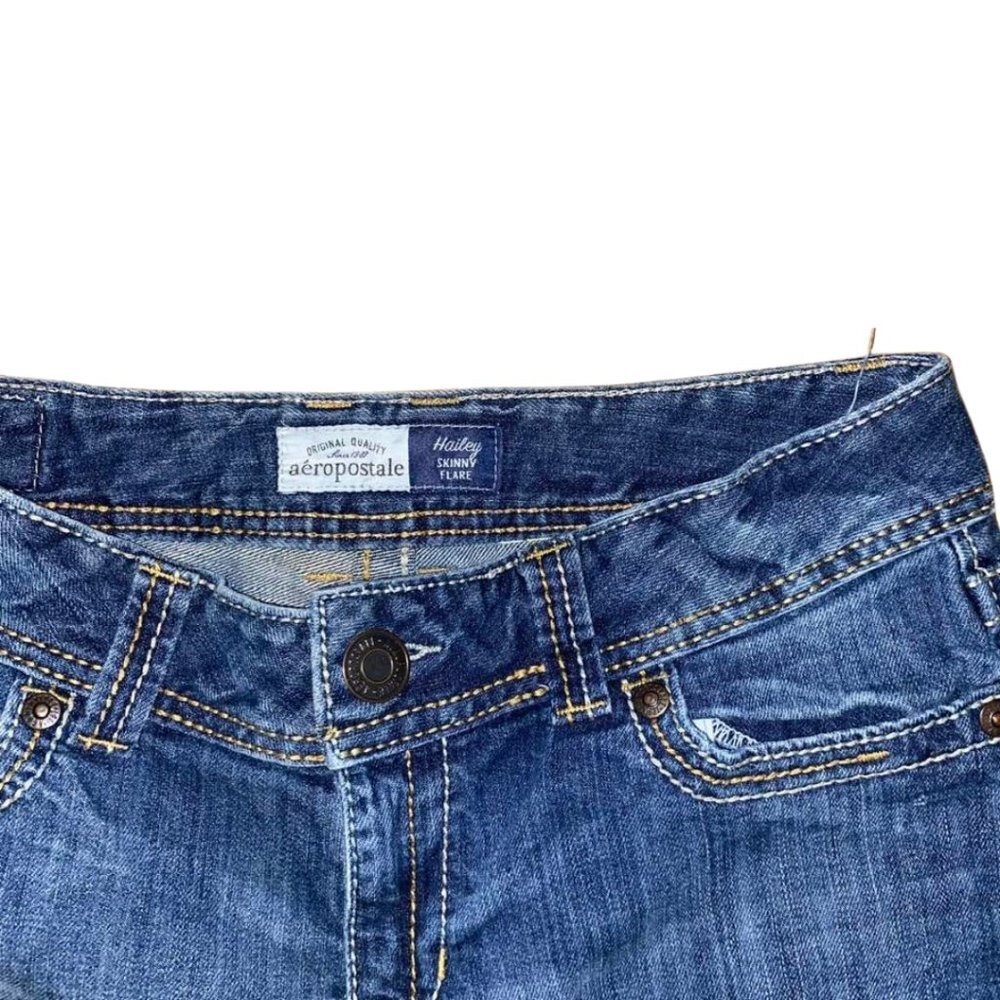 Aeropostale Hailey Skinny Flare Jeans 13/14 Blue Distressed Boho Y2K Stretch - Picture 5 of 10
